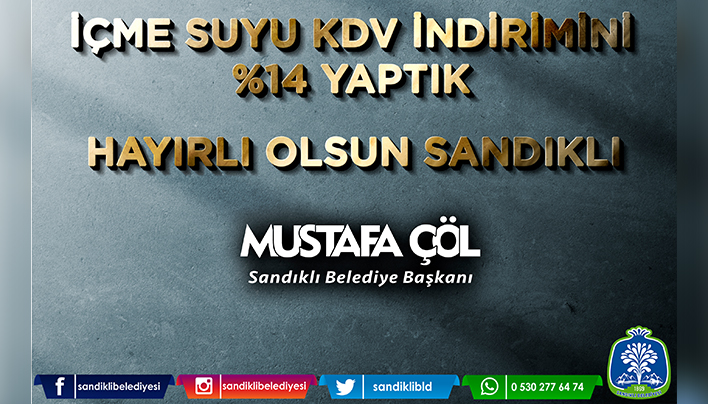 İÇME SUYU KDV İNDİRİMİNİ %14 YAPTIK